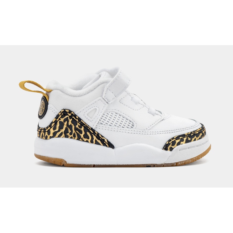 Spizike Low Infant Toddler Basketball Shoes (White/Black/Metallic Gold)