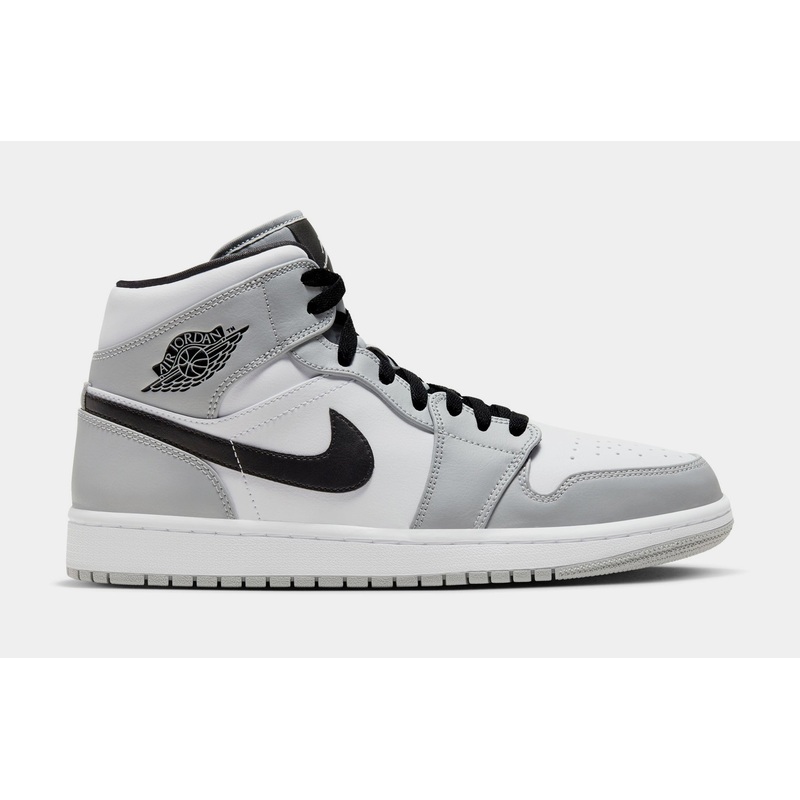 Air Jordan 1 Retro Mid Light Smoke Grey Mens Lifestyle Shoes (Black/Grey)