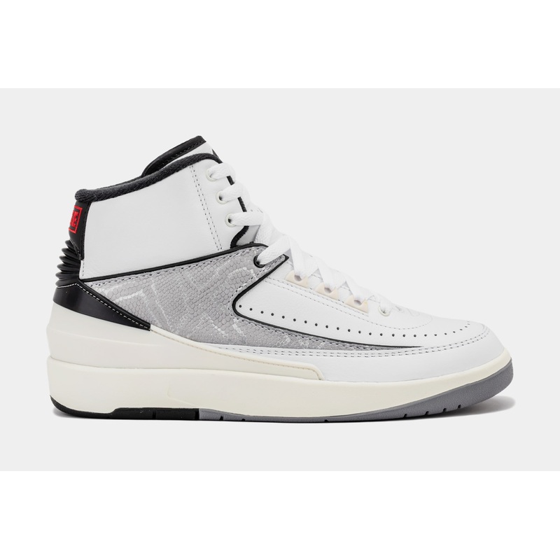 Air Jordan 2 Retro Python Grade School Lifestyle Shoes (White/Fire Red/Black/Sail/Cement Grey)