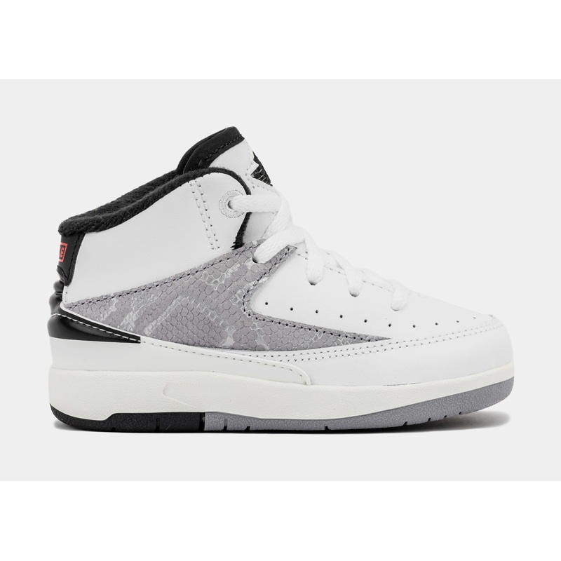 Air Jordan 2 Retro Python Infant Toddler Lifestyle Shoes (White/Fire Red/Black/Sail/Cement Grey)