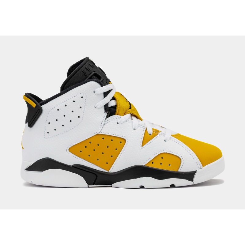 Air Jordan 6 Retro Yellow Ochre Preschool Lifestyle Shoes (White/Yellow Ochre/Black) Free Shipping