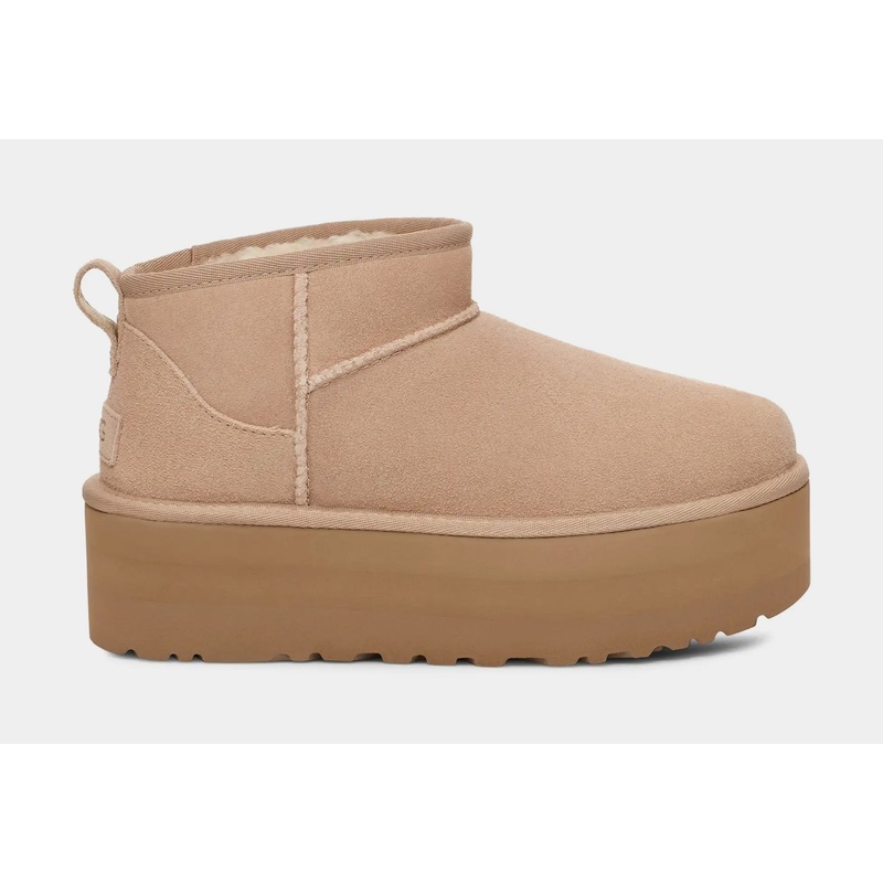 Classic Ultra Mini Platform Womens Boots (Beige)