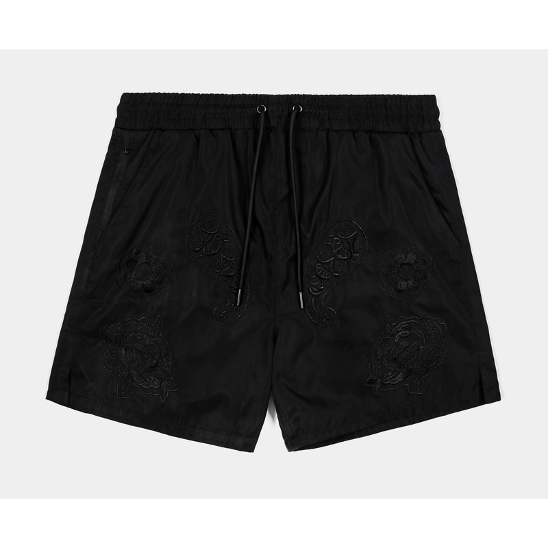 Floral Paisley Hybrid Mens Shorts (Black)