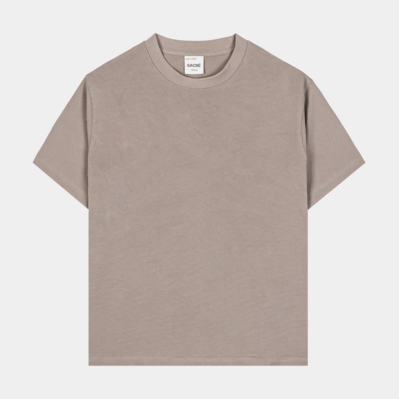 Solid Tee Womens Short Sleeve Shirt (Taupe)