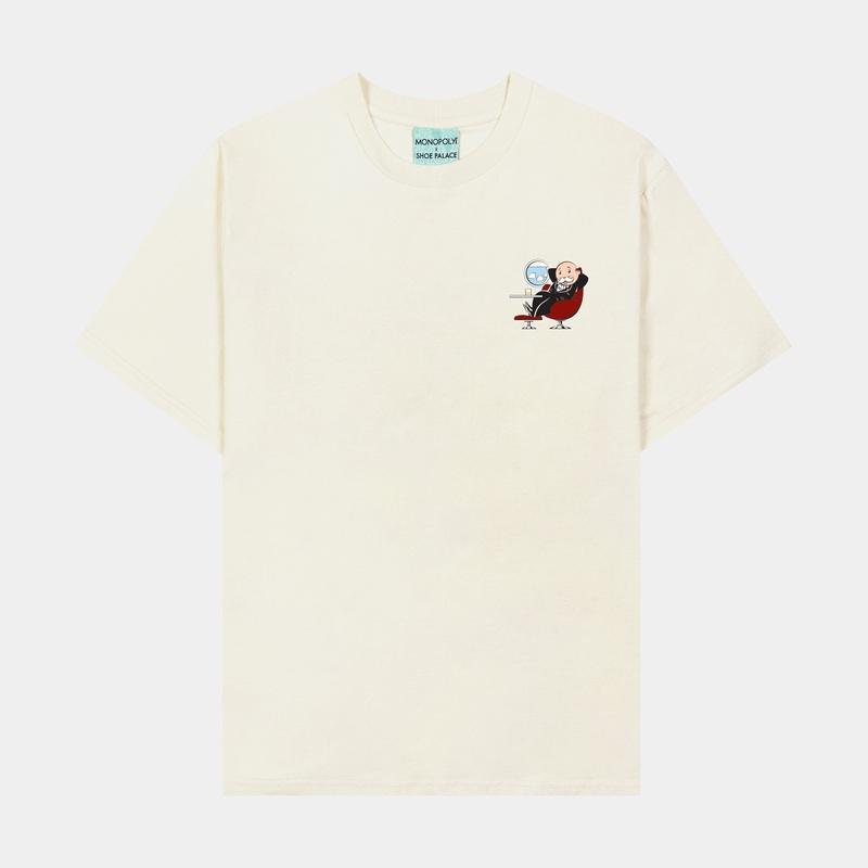 SP x Monopoly Mr.Monopoly Mens Short Sleeve Shirt (Beige/Green)