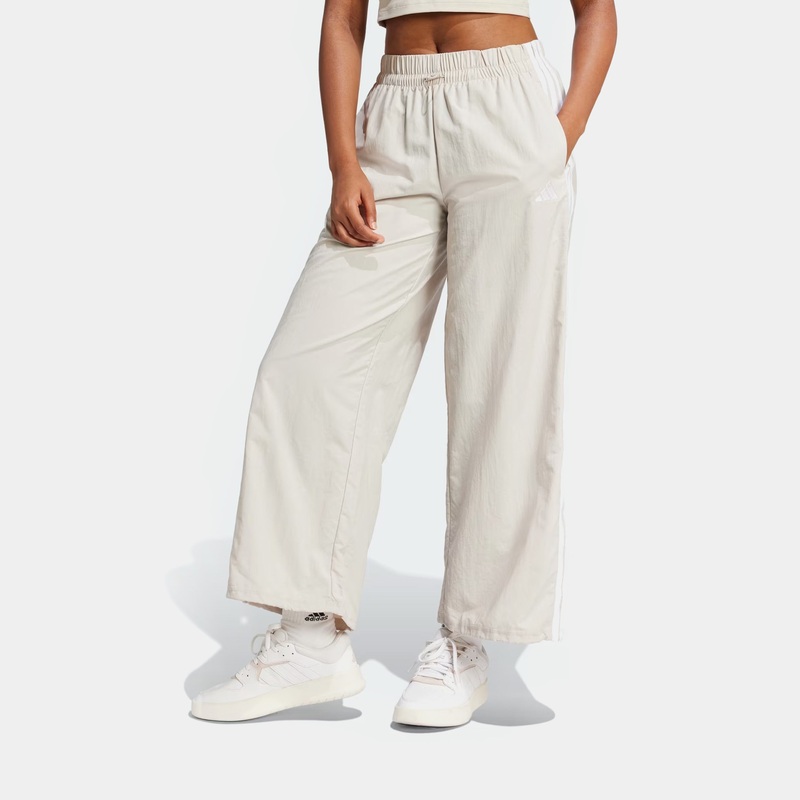3 Stripes Woven Parachute Womens Pants (Beige/White)