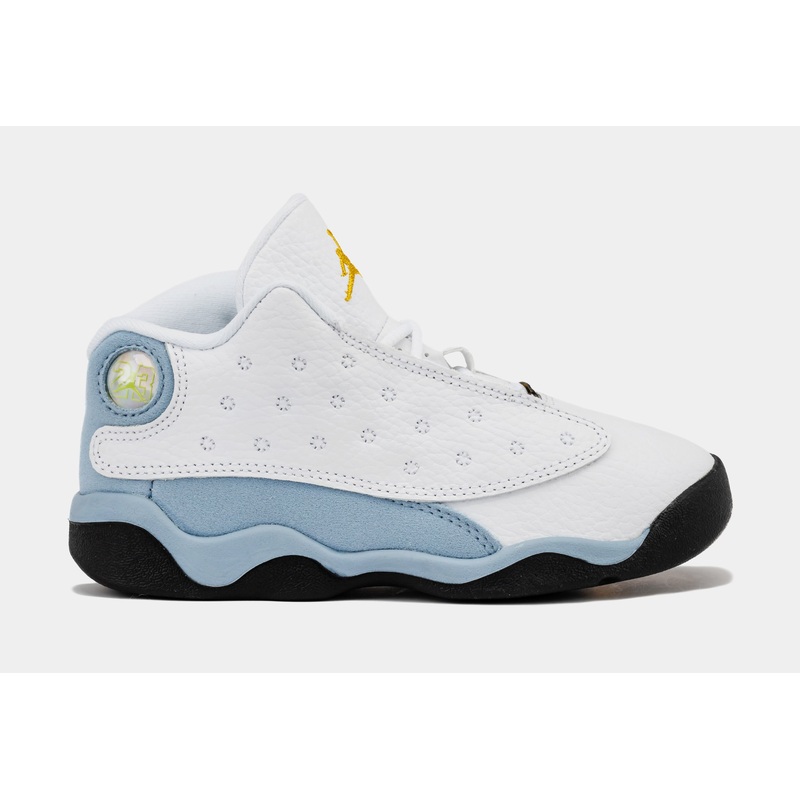 Air Jordan 13 Retro Blue Grey Infant Toddler Lifestyle Shoes (White/Yellow Ochre/Blue Grey/Black)