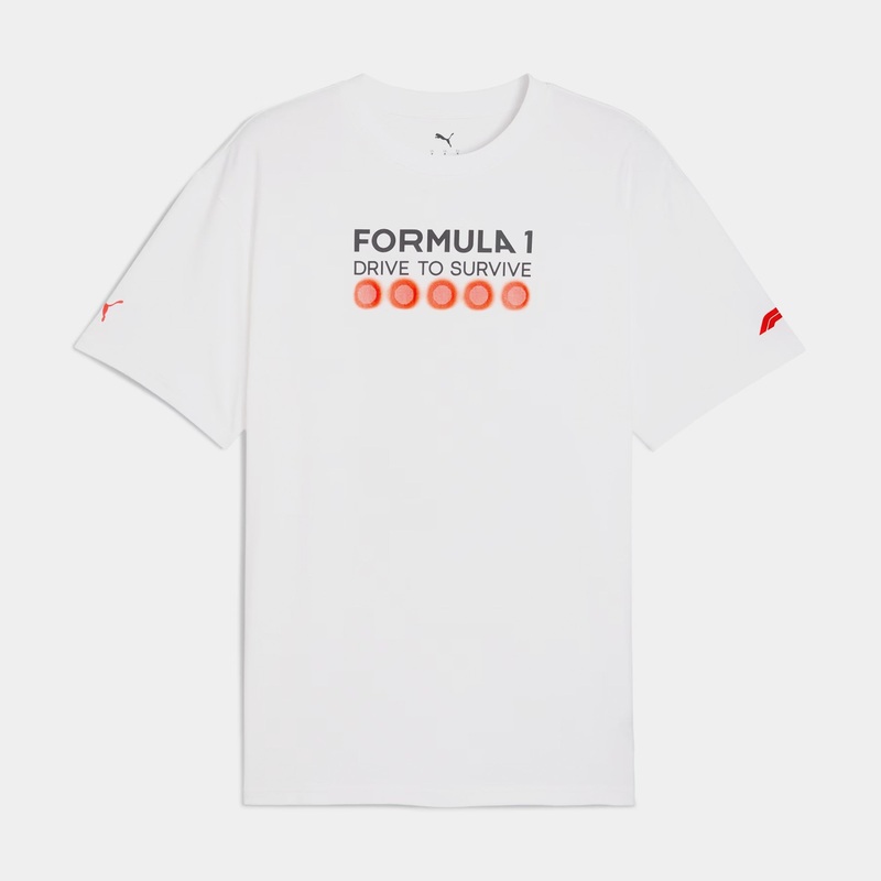 F1 Drive To Survive Relaxed Mens Short Sleeve Shirt (White/Red)