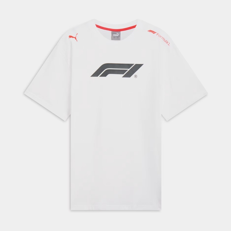 F1 Motorsport Essentials Relaxed Mens Short Sleeve Shirt (White/Black)