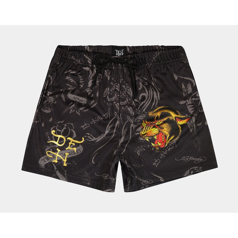 Panther Mesh Mens Shorts (Black/Gold)
