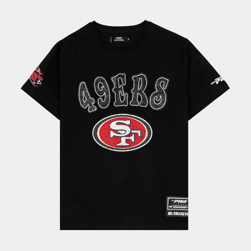 San Francisco 49ers Stacked Mens Short Sleeve Shirt (Black/Red)