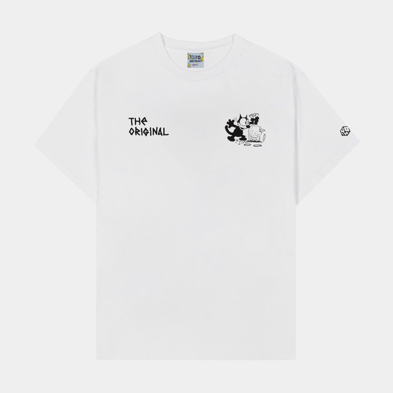 SP x Felix The Cat Font Mens Short Sleeve Shirt (White/Orange)