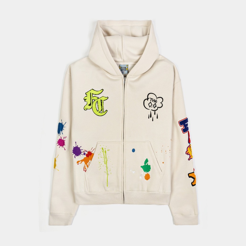 SP x Felix The Cat Graffiti Zip Up Mens Hoodie (White/Orange)