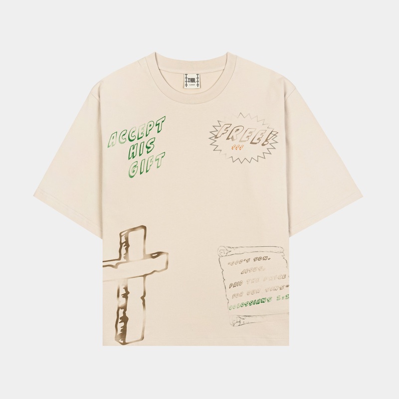 Accept His Gifts Mens Short Sleeve Shirt (Beige/Yellow)