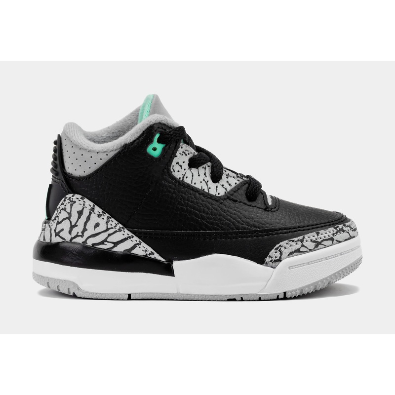 Air Jordan 3 Retro Green Glow Infant Toddler Lifestyle Shoes (Black/Green Glow/Wolf Grey/White)