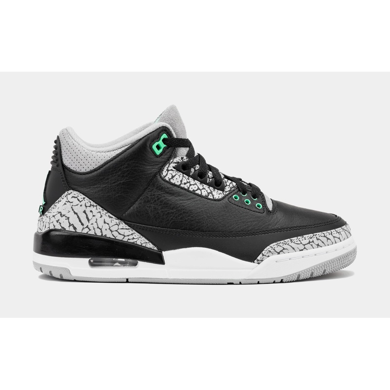 Air Jordan 3 Retro Green Glow Mens Lifestyle Shoes (Black/Green Glow/Wolf Grey/White)