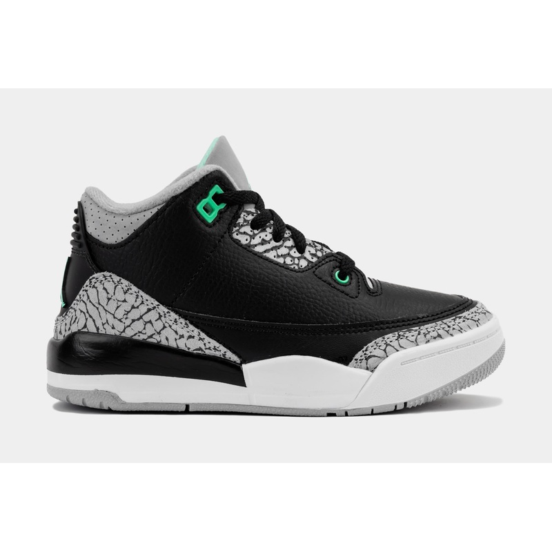 Air Jordan 3 Retro Green Glow Preschool Lifestyle Shoes (Black/Green Glow/Wolf Grey/White)