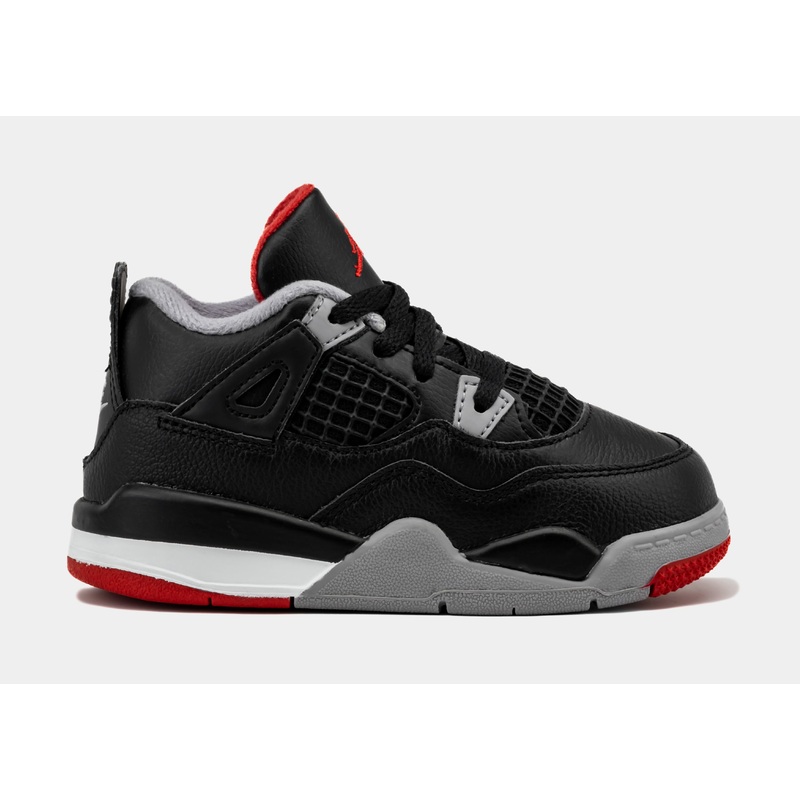 Air Jordan 4 Retro Bred Reimagined Infant Toddler Lifestyle Shoes (Black/Fire Red/Cement Grey)