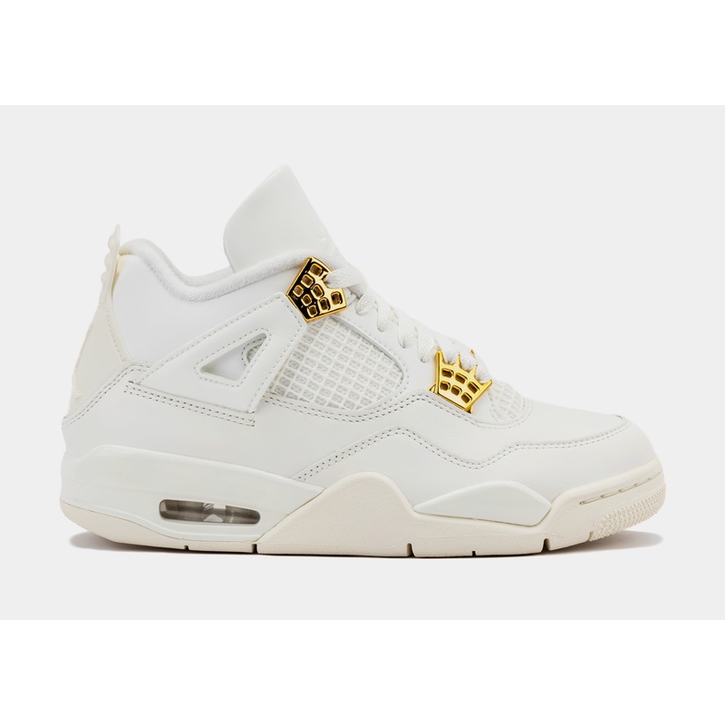 Air Jordan 4 Retro White and Gold Womens Lifestyle Shoes (Sail/Metallic Gold/Black) Limit One Per Customer