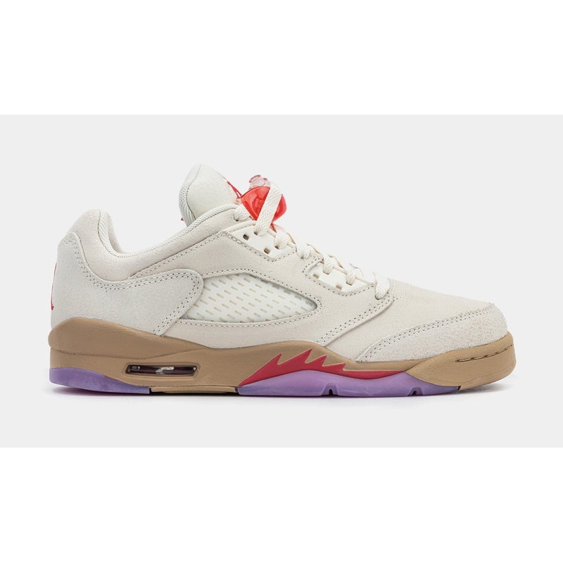 Air Jordan 5 Retro Low Grade School Lifestyle Shoes (Pale Ivory/Fusion Red/Desert)