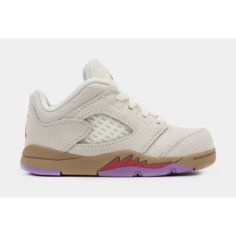 Air Jordan 5 Retro Low Infant Toddler Lifestyle Shoes (Pale Ivory/Fusion Red/Desert)