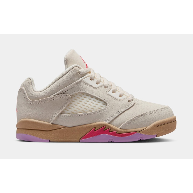 Air Jordan 5 Retro Low Preschool Lifestyle Shoes (Pale Ivory/Fusion Red/Desert)