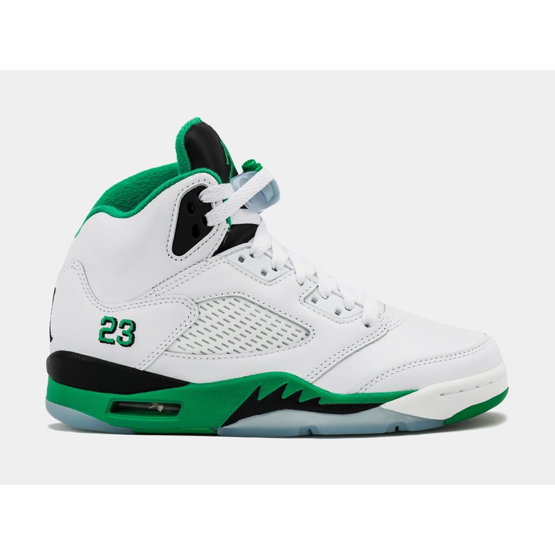 Air Jordan 5 Retro Lucky Green Womens Lifestyle Shoes (White/Lucky Green/Black/Ice Blue)