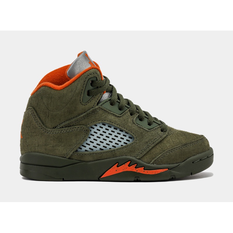 Air Jordan 5 Retro Olive Preschool Lifestyle Shoes (Army Olive/Solar Orange)