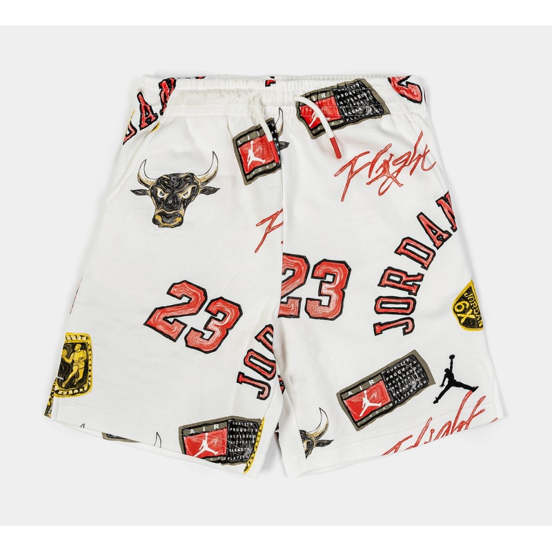 All Over Print Fleece Grade School Shorts (Beige/Red)