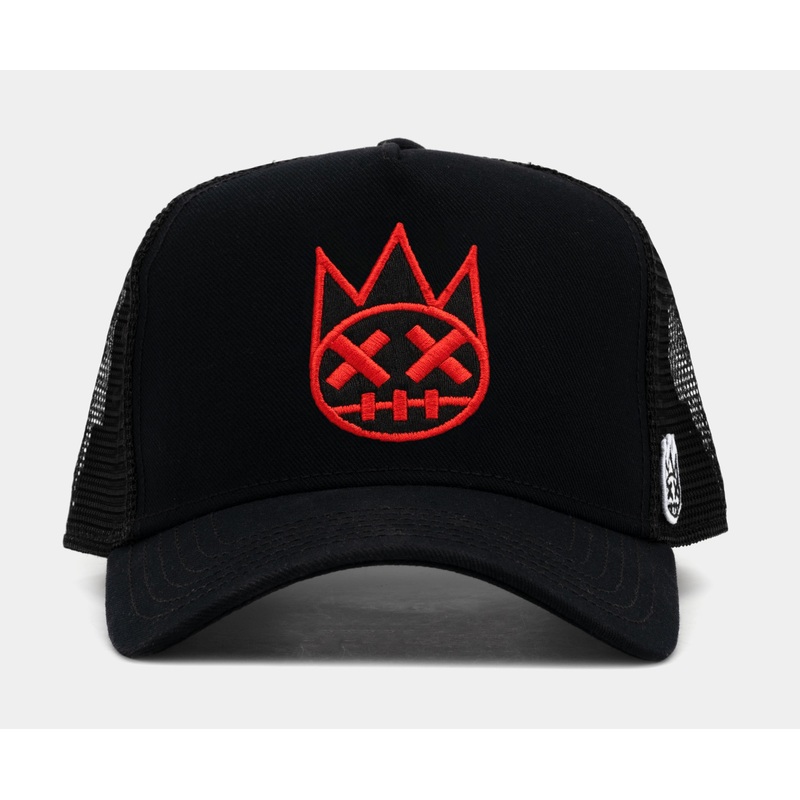 Clean 3D Logo Mesh Trucker Mens Hat (Black/Red)