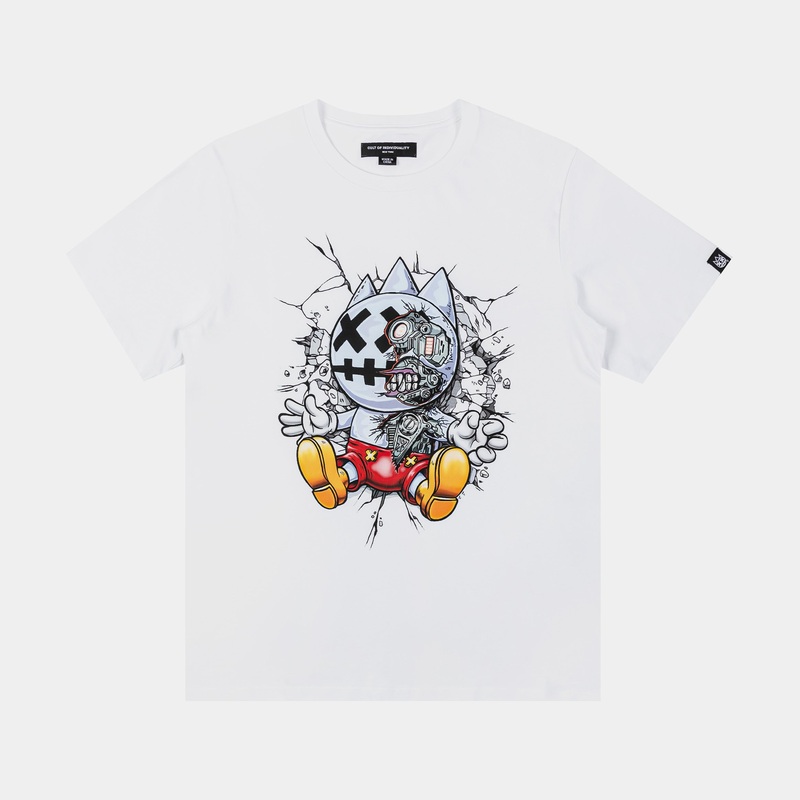 Cult X Robot Mouse Mens Short Sleeve Shirt (White/Blue)