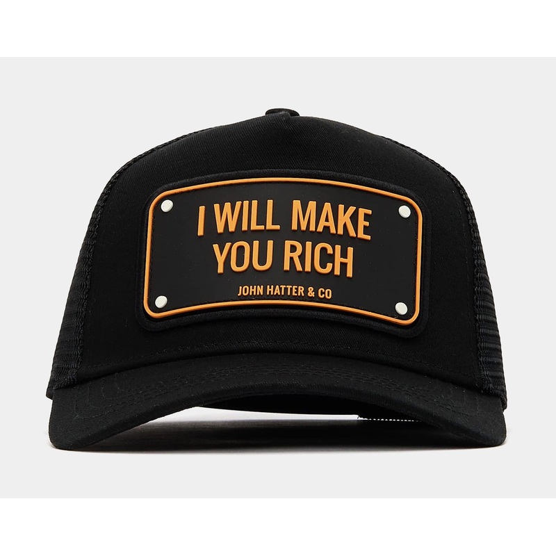 I Will Make You Rich Trucker Mens Hat (Black/Orange)