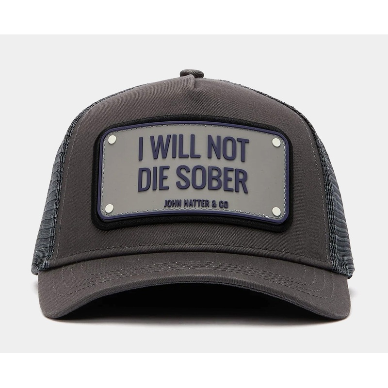 I Will Not Die Trucker Mens Hat (Grey/Black)