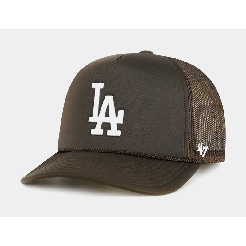 Los Angeles Dodgers Foam Front Mesh Trucker Mens Hat (Brown/White)