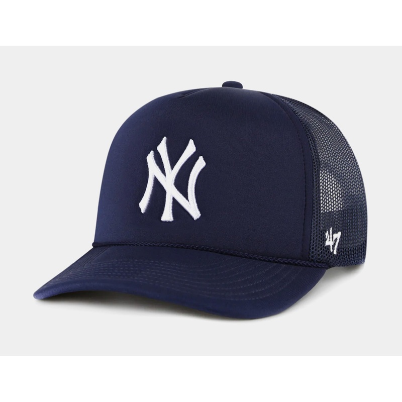 New York Yankees Foam Front Mesh Trucker Mens Hat (Navy/White