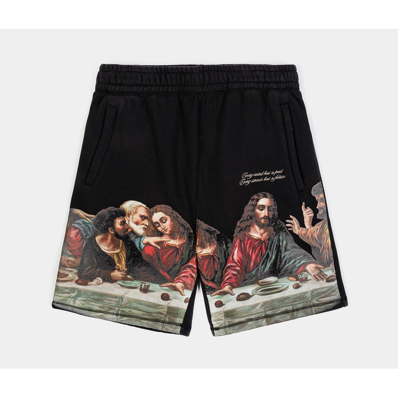 The Last Supper Fleece Mens Shorts (Black)