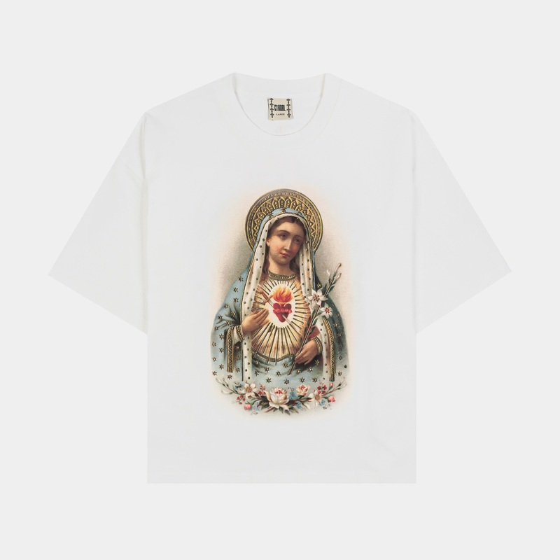 The Sacred Heart Mens Short Sleeve Shirt (White/Red)