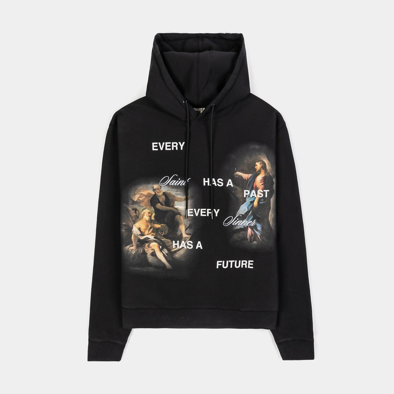 The Saint Cropped Pullover Mens Hoodie (Black/White)