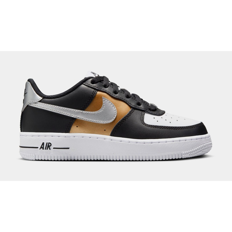 Air Force 1 Low Grade School Lifestyle Shoes (Black/White/Metallic Gold)