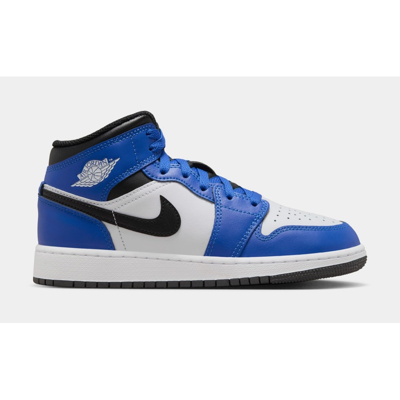 Air Jordan 1 Mid Grade School Lifestyle Shoes (Game Royal/White/Black) Free Shipping