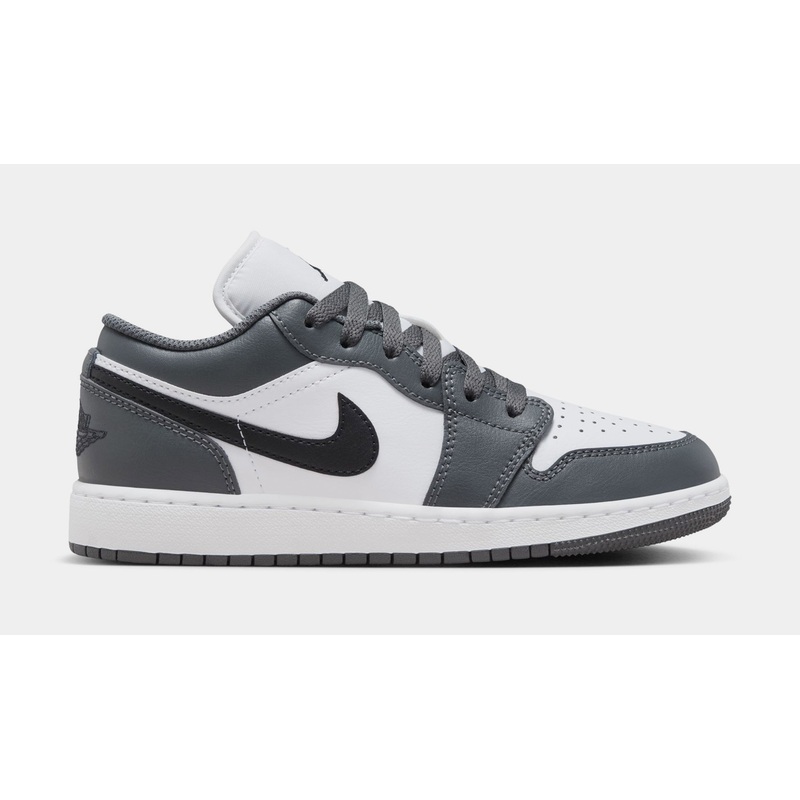 Air Jordan 1 Retro Low Iron Grey Grade School Lifestyle Shoes (White/Black/Iron Grey)