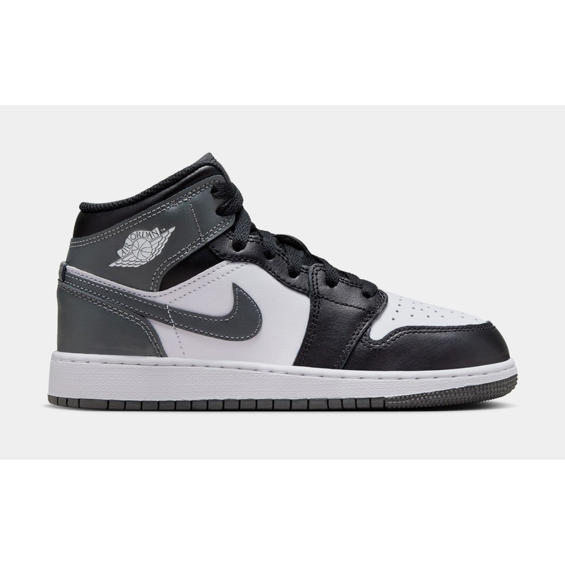 Air Jordan 1 Retro Mid Iron Grey Grade School Lifestyle Shoes (Black/White/Iron Grey)