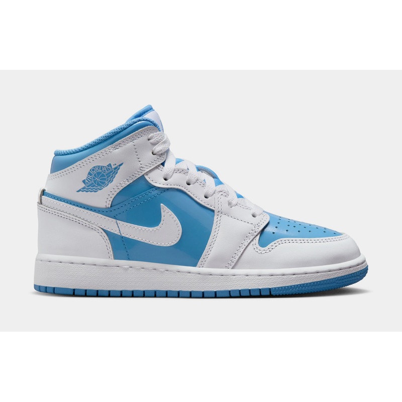 Air Jordan 1 Retro Mid Legend Blue Grade School Lifestyle Shoes (White/Legend Blue)