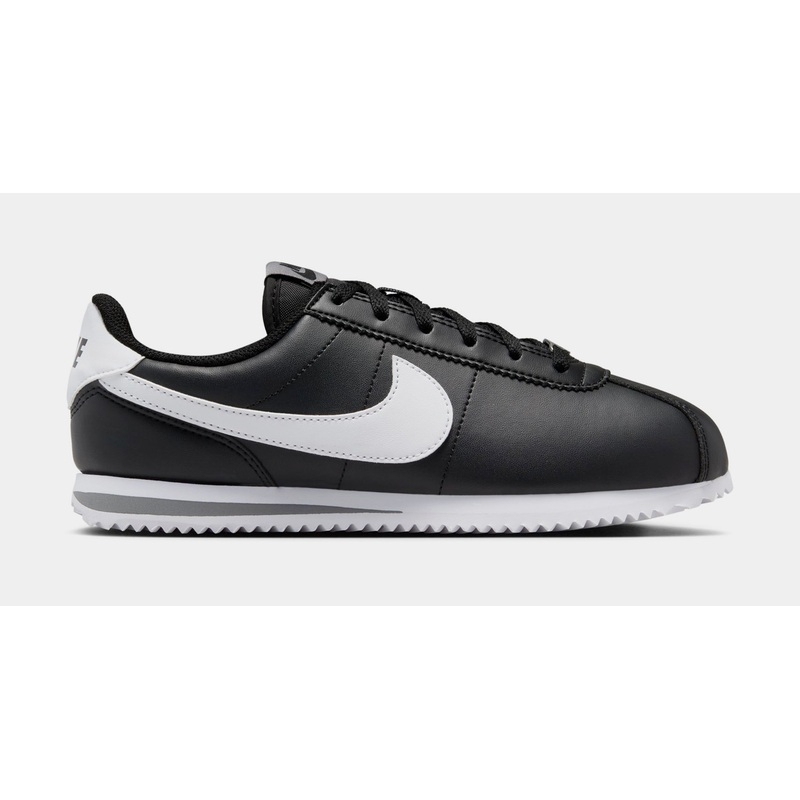 Cortez Leather Grade School Lifestyle Shoes (Black/White)