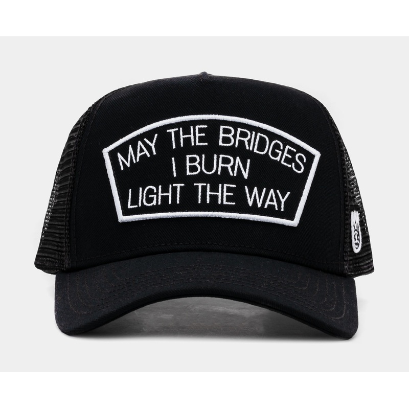 May The Bridges Burn Trucker Mens Hat (Black/White)