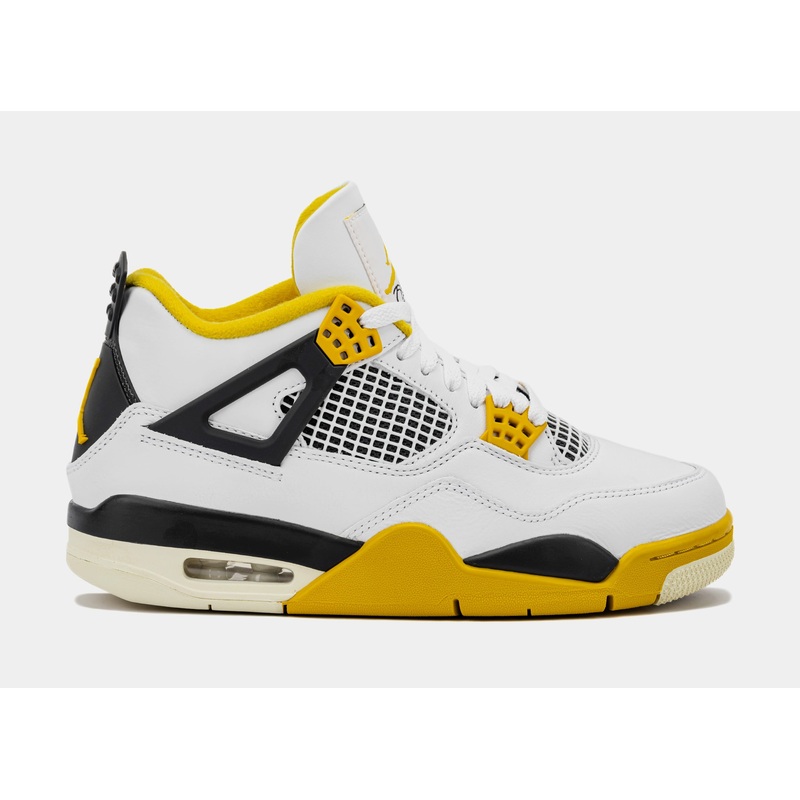 Air Jordan 4 Retro Vivid Sulfur Womens Lifestyle Shoes (White/Coconut Milk/Vivid Sulfur)