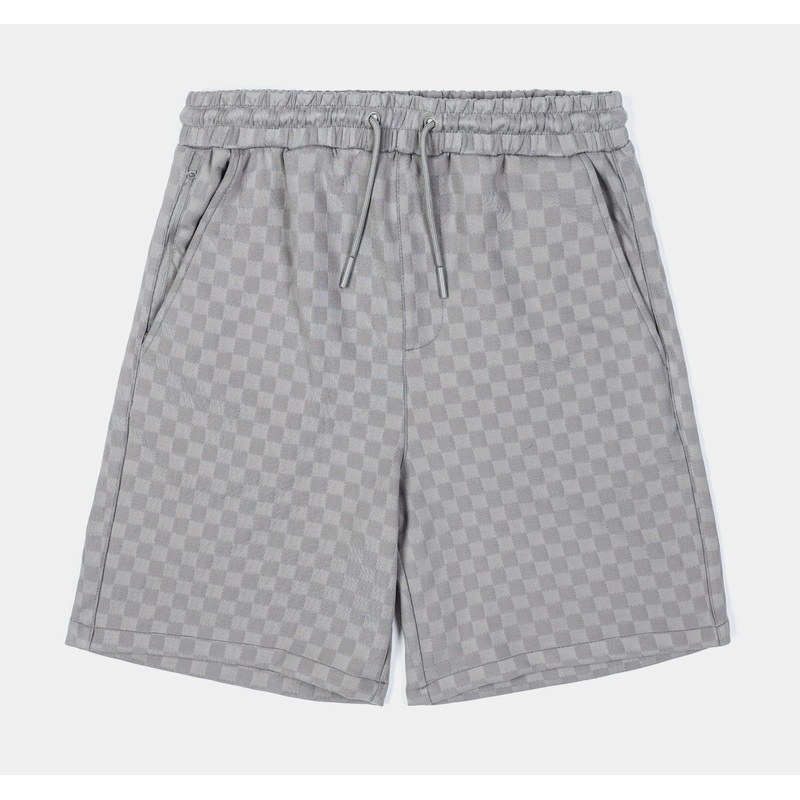 Checkered Knit Mens Shorts (Grey)