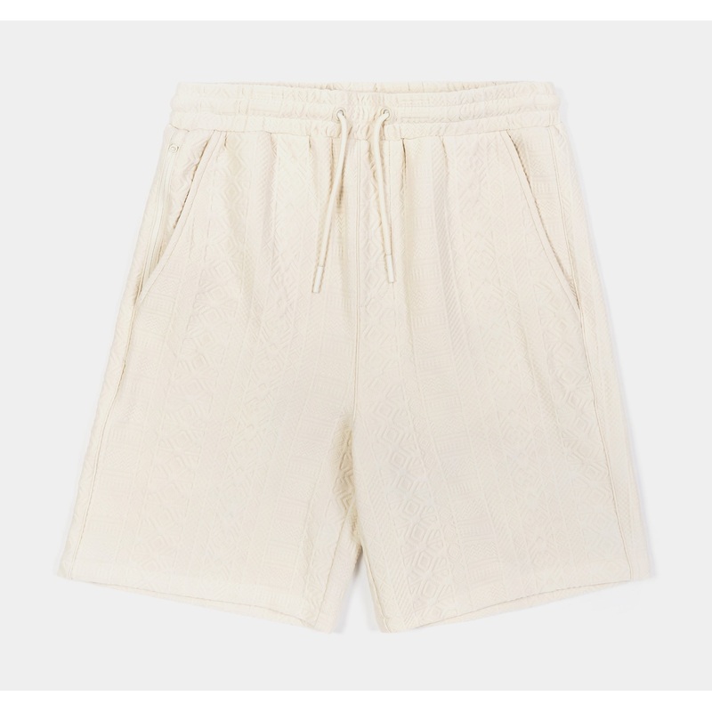 Jacquard Ornate Printed Mens Shorts (Cream)