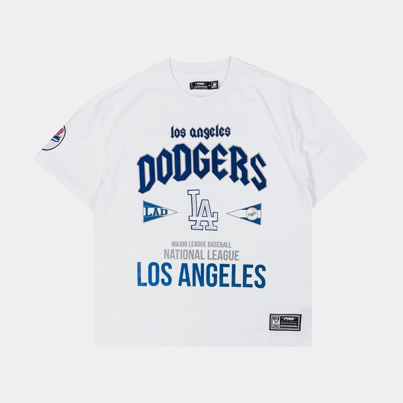 Los Angeles Dodgers City Tour Drop Shoulder Mens Short Sleeve Shirt (White)