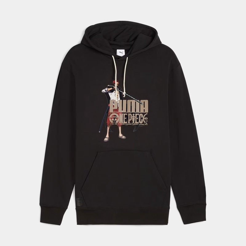 One Piece Pullover Mens Hoodie (Black/Beige)